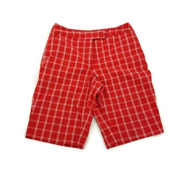 Jones New York Red Plaid 4 Pocket Stretch Zip Up Dress/Golf Shorts Womens Size 4 - Picture 1 of 7